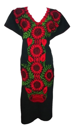 Bata Vestido Artesanal Bordada 8 G Y 4 Xg Zinacantan Chiapas