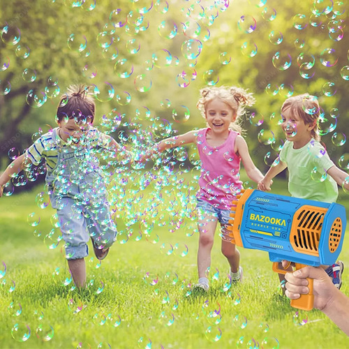 Pistola De Burbujas Rocket - Diversión Asegurada Para Niños Azul