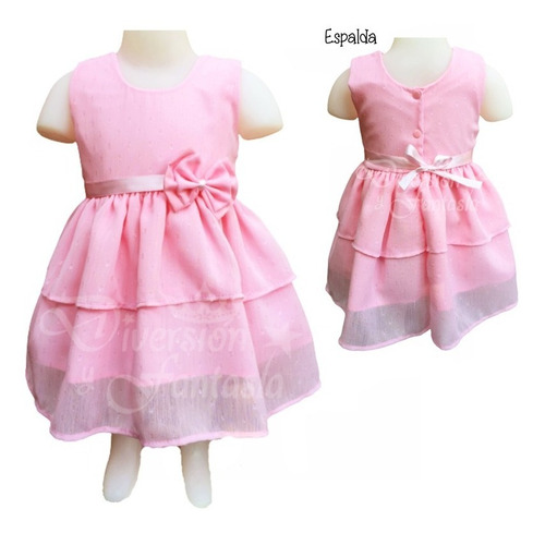 Imagen 2 de 4 de Vestido Gasa Bebe Bautismos Cumpleaños