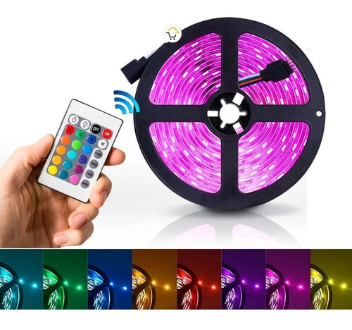 Luz Led Multicolor Rgb Luz 5mts + Control + Adaptador