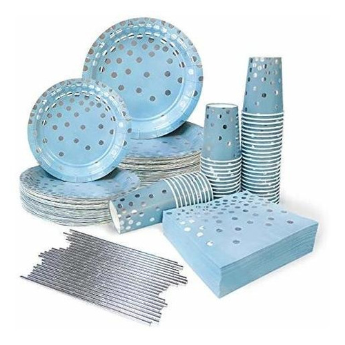 Paquetes De Fiesta - Ottin Blue And Silver Party Supplies 50
