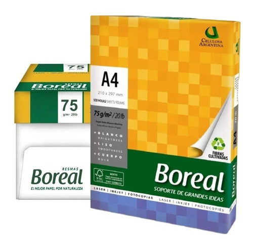 Resmas Boreal A4 75gr 21x29,7 Papel Caja X 10 Resmas