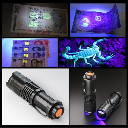 Mini Lanterna Led Comprimento Onda Luz Violeta 395nm Zoom