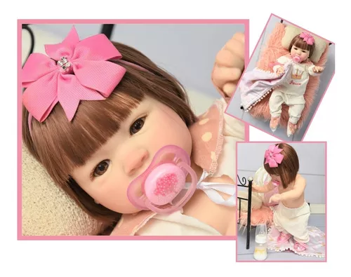 Bebe Reborn Girafinha Silicone-Doll 48cm - Escorrega o Preço