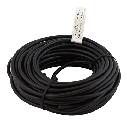 Cable Tipo Taller Tripolar 3 X 1.5 Mm Pvc Negro X25m