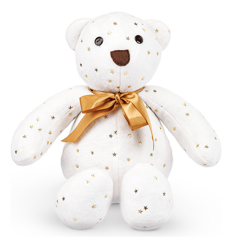 Oso De Peluche Decorativo Navideño 17 Cm | Sueños De Navidad Color Blanco Con Estrellas