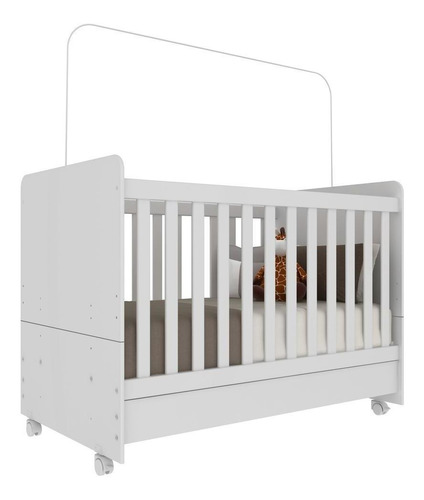 Berço Americano 3x1 C/ Colchão E Rodízios Bambino Multimóvei