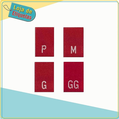 Imagem 1 de 4 de Kit Etiquetas Manequim P, M, G E Gg Fnd Vermelho(100un Cada)