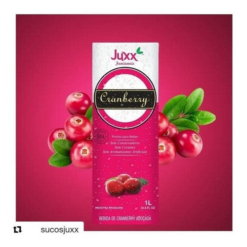 Imagem 2 de 2 de Suco De Cranberry E Morango Juxx 1l (6 Und)