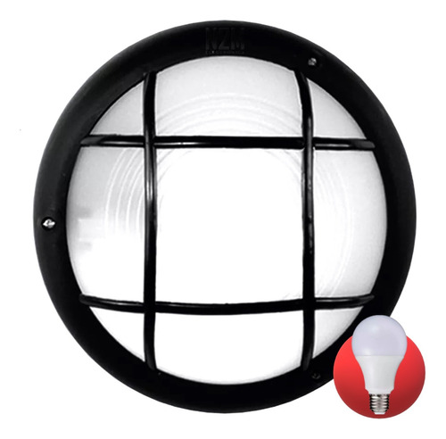 Aplique Pared Led Tortuga Redondo Foco E27-4270 + Lampara