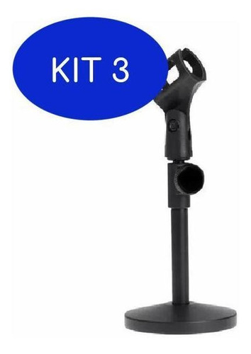 Kit 3 Suporte De Mesa Para Microfone Mini Pedestal Portátil