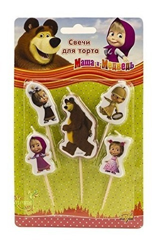 Holiday Set De 5 Figuras De Velas Masha Y El Oso De Una Ofer
