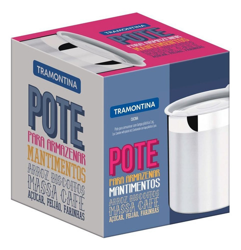 Pote Tramontina Cucina Aço Inox Para Mantimentos 14cm 2,3l Cor Branco