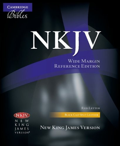 Nkjv Wide Margin Reference Bible, Black Calf Split Leather, 