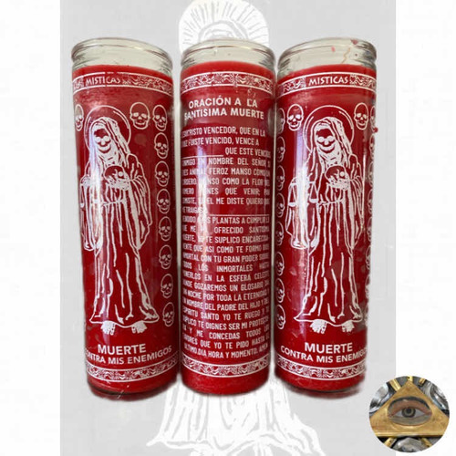 3 Pack Veladoras Santa Muerte Roja Para El Amor