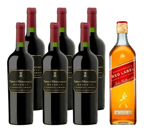 Vino Fabre Reserva Cabernet F. X 6 + J. Walker Red 1 L. --