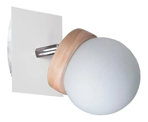 Aplique 1 Luz Elyn Blanco Madera Globo Opal Apto Led G9 Deco