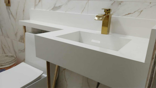 Pia Com Cuba Esculpida Em Porcelanato Branco 60x40 Pergunte!