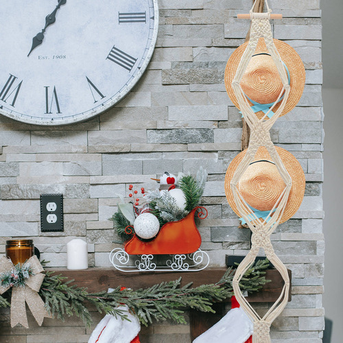 Perchero De Macramé Para Colgar Sombreros De Pared