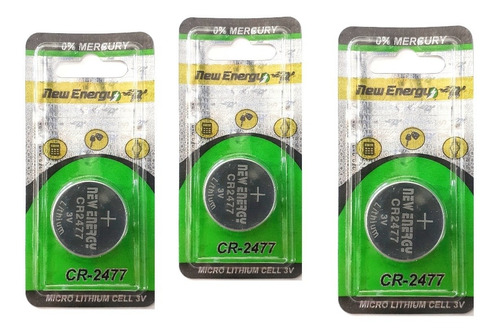 3 Pilas Boton Cr 2477 New Energy Litio 3 Volts