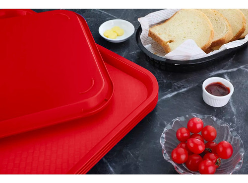 Charola Fast Food Bandeja Restaurantera 30 X 40 Cm 6 Piezas Color Rojo