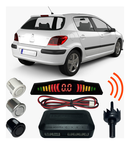 Sensor Estacionamento Ré Peugeot 307 Com Display 4 Pontos