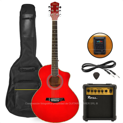 Guitarra Electroacustica Premium Eq Afinador Ampli Funda Pua