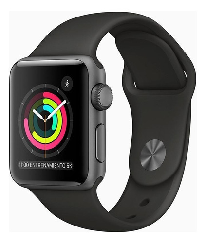 Apple Watch  Series 3 (GPS) - Caja de aluminio gris espacial de 38 mm - Correa deportiva negro - Distribuidor Autorizado