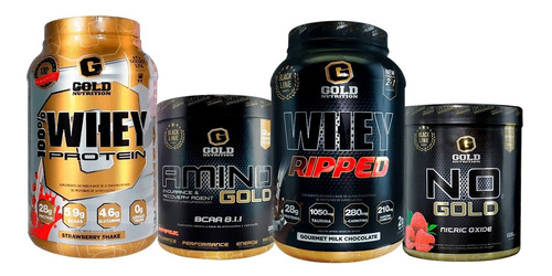 Whey Protein 2lbs + Whey Ripped + Amino Gold + Oxido Nitrico Gold Nutrition