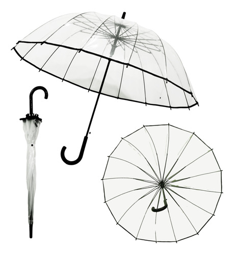 Paraguas Reforzado Anti Viento 16 Varillas Ergonómico 96 Cm