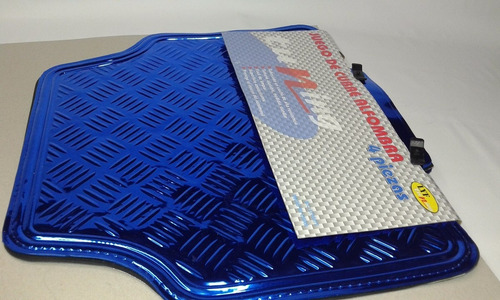 Imagen 6 de 7 de Alfombras Goma Auto Color Cromo Cromado Azul 4 Pzs T220