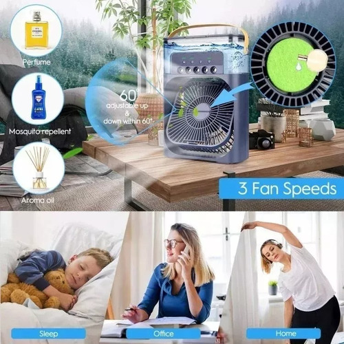 Mini Ar Condicionado Umidificador Ventilador Portátil 4 Em 1 Cor Preto