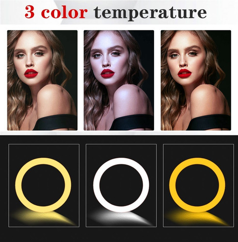 Aro De Luz Led 26 Cm Luz Rgb Calida Fria + Trípode 2.10 Mt
