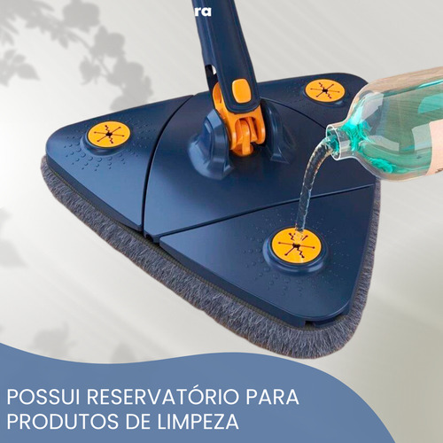 Mop Rodo De Limpeza Triangular Giratorio Ajustavel Retratil Azul