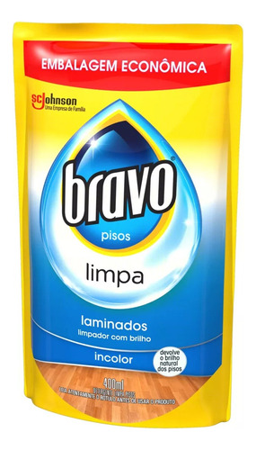 Sachê Limpador Limpa Pisos Laminados Incolor 400ml Bravo