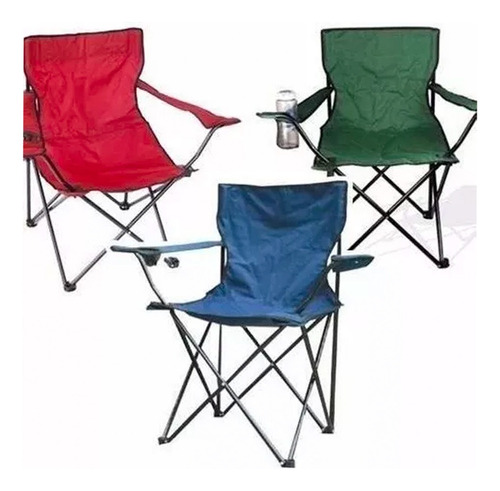 Pack 3 Sillas Plegable Playa  Con Porta Vaso Pesca Picnic 