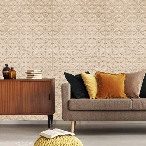 Placa Autoadhesiva 3d Revestimiento Decorativo Pared Interior Panel Vinílico Pack X5 M2 - Sheshu Color Champagne