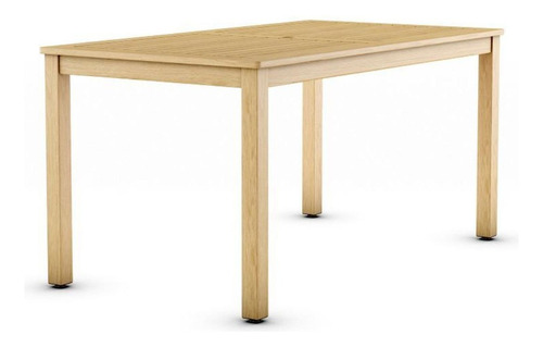 Mesa de Madera con Acabado de Teca para Exterior y Jardin, con Orificio para Sombrilla