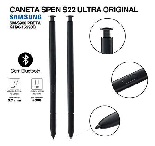 Caneta S Pen Bluetooth Original Para Samsung S22 Ultra Preto