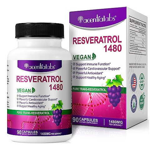 Resveratrol 1,480mg Con Quercetina 90 Cápsulas - Antioxidan