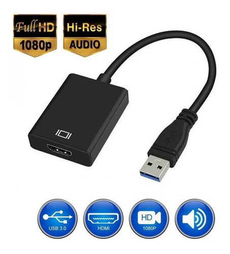 Adaptador Conversor Usb X Hdmi Multi-telas Hd 1080p Usb 3.0