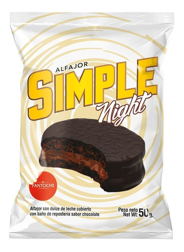 Alfajor Fantoche Simple Night X 10 Unidades 50g C/u 