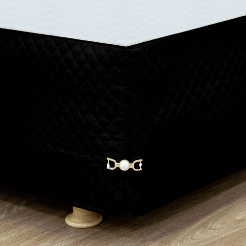Saia Box King 40cm Alt. C/pingente E Elástico Matelassê Báu Cor Preto