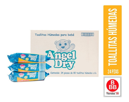 Toallitas Húmedas Para Bebé Angel Dry® Caja Con 24 Pzas