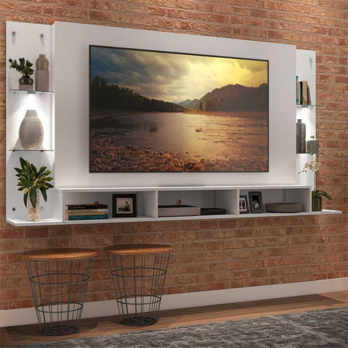 Painel Tv 65  Com 2 Leds Vegas Premium Multimóveis Branco