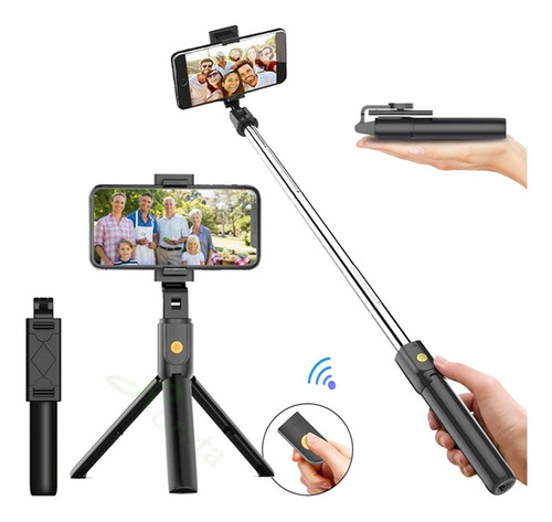 Imagen 1 de 9 de Baston Selfie Stick Tripie Control Celular Remoto Bluetooth