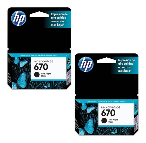 Kit De 2 Cartuchos Hp 670 Negro Original