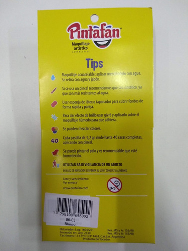 Imagen 3 de 5 de Maquillaje Blanco Grande Artistico Pintafan Pastilla 9,2grs