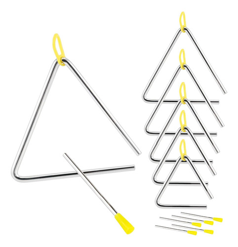 Mukchap 6 Pack Musical Triangle Instrument Set, 4, 5, 6, 7,