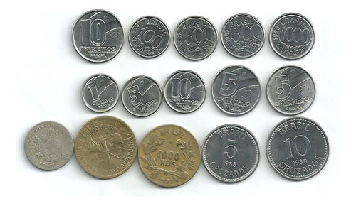100 Réis 1901 + 1000 Réis 1922 E 1924 + 12 Moedas Antigas